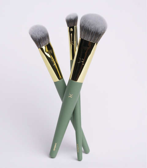 BlendPro Trio makeup brushes by Dorina Rotari featuring three premium face brushes with dense gray bristles